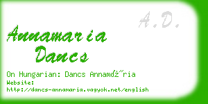 annamaria dancs business card